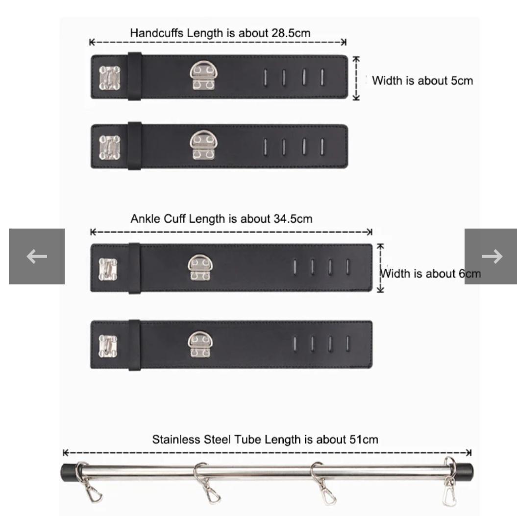 Cuffs spreader Handcuffs - Ankle Cuffs - With Spreader Bar Be vulnerable with these hand and ankle cuffs with spreader bar
