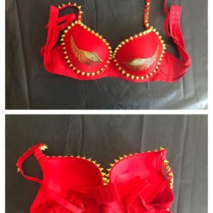Lanbowo Metallic Spiked Rivet Studded Bra Black