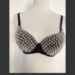 Lanbowo Metallic Spiked Rivet Studded Bra ( Sliver)