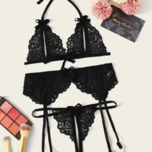 FOIKISS Women Lingerie Set ( Black)