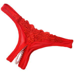 Red Crotchless Pearl Thong