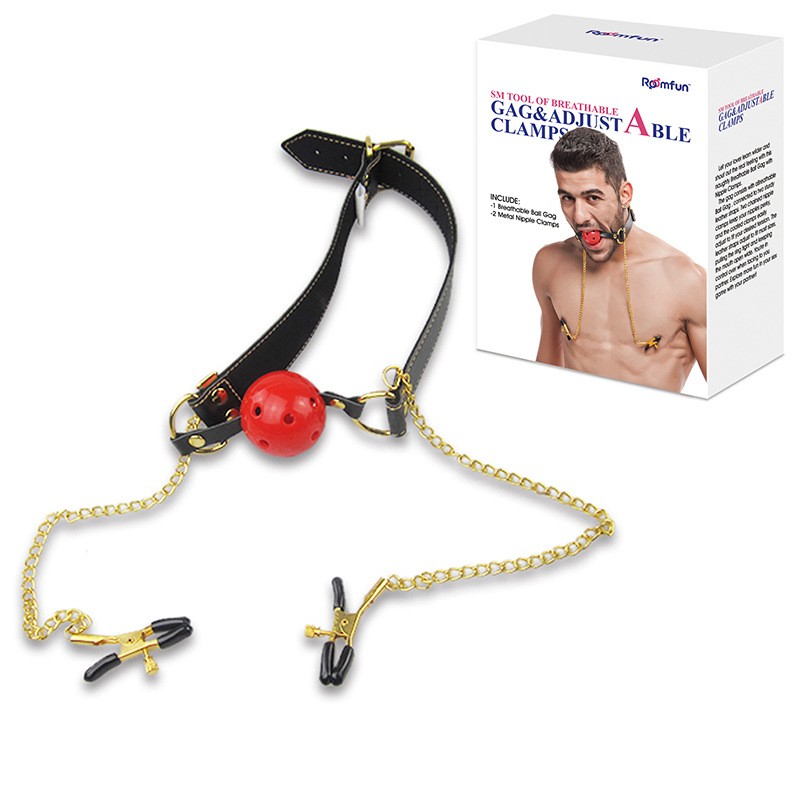 RoomFun BDSM Mouth Gag & Nipple clamps