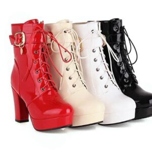 dominatrix ankle boots gold chain fetish fashion ankle boots block heel dominatrix boots latex outfit boots women