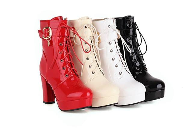 dominatrix ankle boots gold chain fetish fashion ankle boots block heel dominatrix boots latex outfit boots women