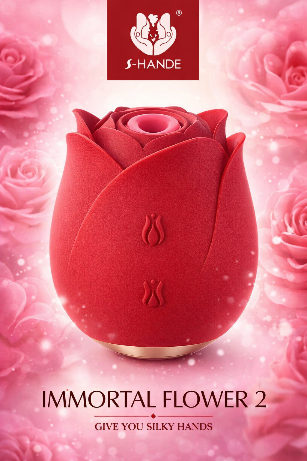 Immortal Rose Clitoris Stimulator Waterproof Vibrator S-Hande Rose Red Vibrator for Women & Couples USB Rechargeable Clitoral Stimulator Discreet Luxury Vibrator Immortal Rose