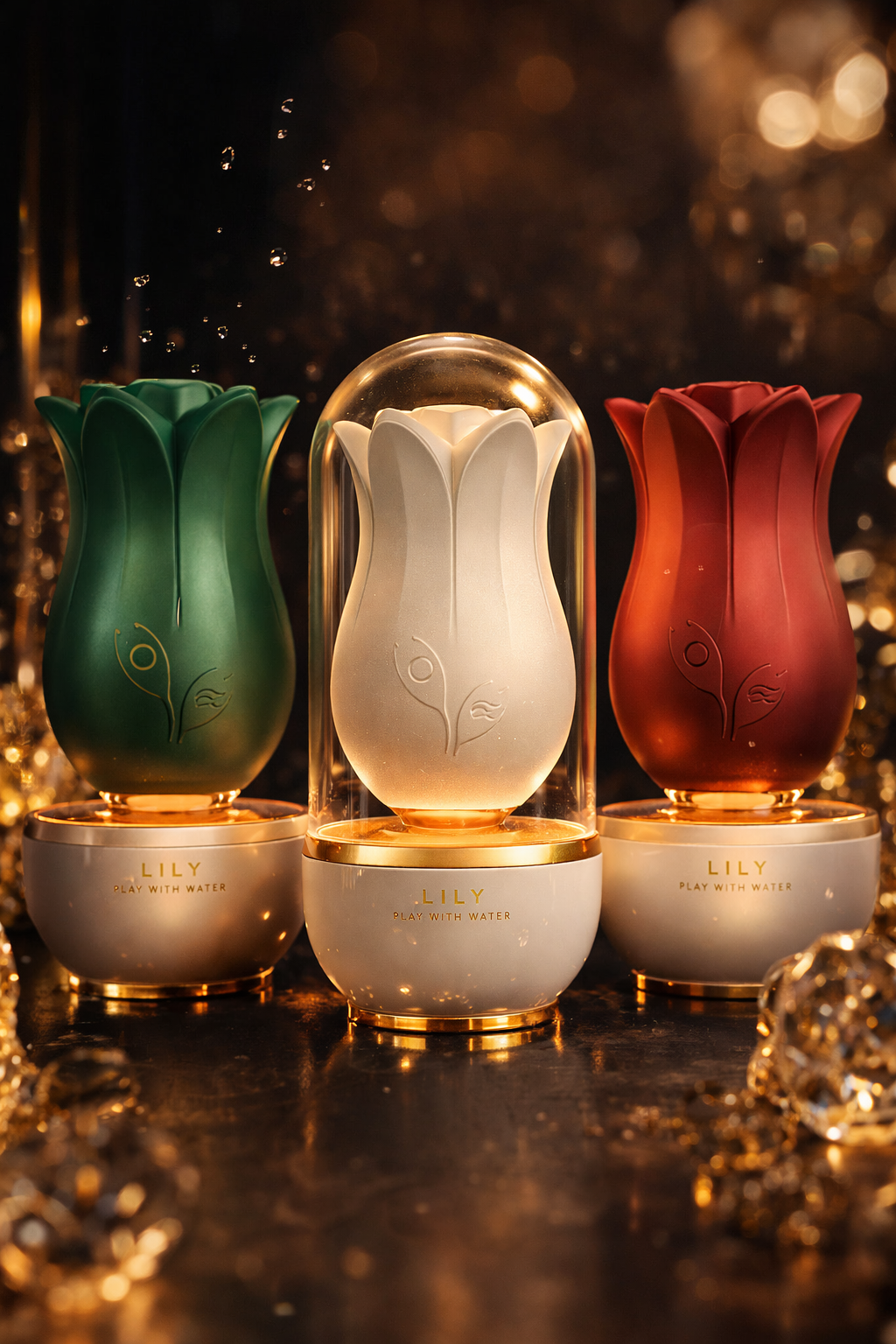 Lily Sucking Smooth Silicone Luxury Rose Vibrator Red Two-in-One Clitoral Vibrator & Sucker Lily OppsyStore Waterproof USB Rechargeable Luxury Rose Vibrator Transparent Case Luxury Vibrator Lily Sucking Series