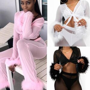 Veloura Royale Feather Mesh Lounge Set