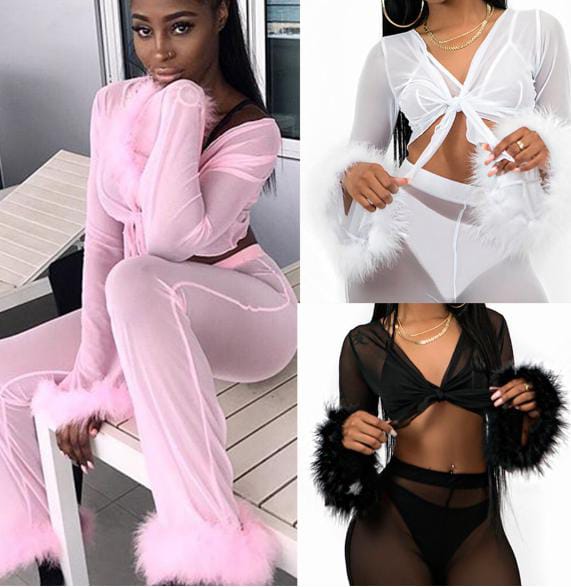 Veloura Royale Feather Mesh Lounge Set