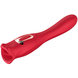 Bite Me French Kisser rose vibrator with dual-ended vibration and tongue stimulation Bite Me French Kisser Rose Vibrator
